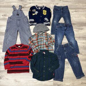 Clothes Lot Boys Sz 3T 8pc Jeans Railway Overalls Shirts Varsity Jacket